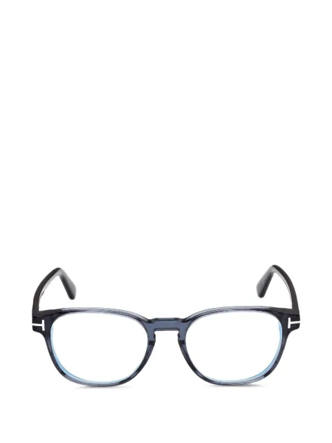 TOM FORD Eyewear T-logo round-frame glasses Blue FT6169B