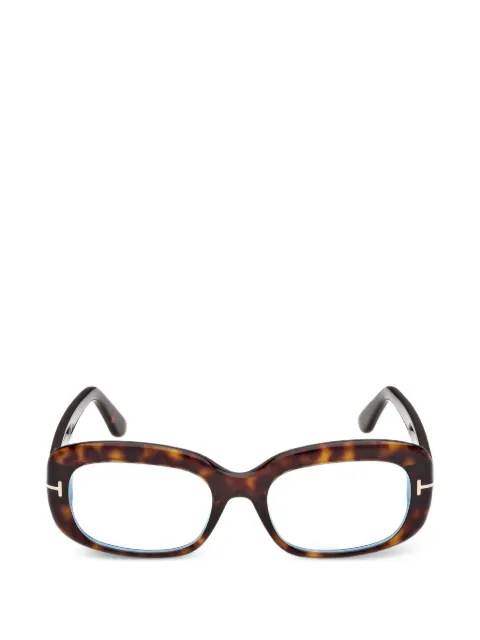 TOM FORD Eyewear tortoiseshell-effect rectangle-frame glasses Brown FT6174B