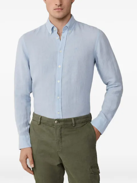 Hackett London Brompton button-down linen shirt Blue HM3010635