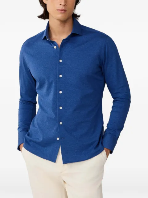 Hackett London Kent-collar pique-jersey shirt Blue HM3010637