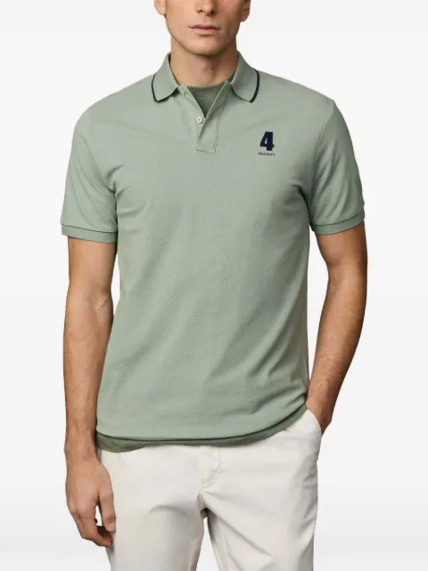 Hackett London tipped-trim logo-print polo shirt Green HM5600107