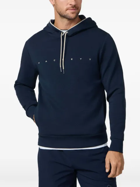 Hackett London logo-print interlock hoodie Blue HM5800088