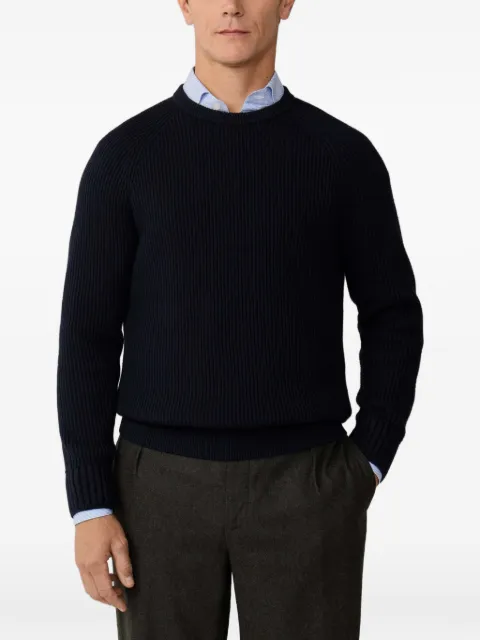 Hackett London raglan-sleeve rib-stitch knit Blue HM7000178