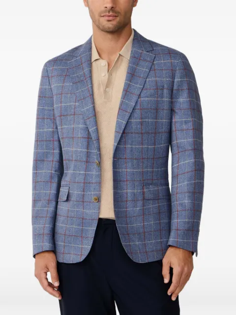 Hackett London tattersall-check single-breasted silk blazer Blue HM4400144