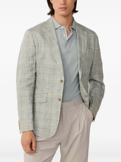 Hackett London Prince of Wales-pattern linen blazer Green HM4400142