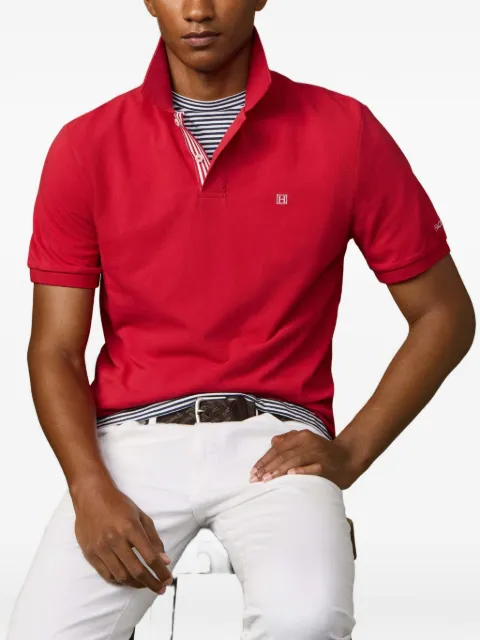 Hackett London stripe-trim logo-embroidered polo shirt Red HM5600137