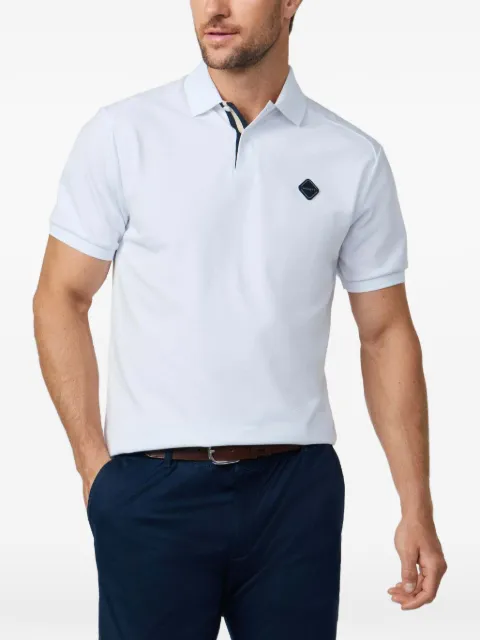 Hackett London striped-placket logo-badge polo shirt White HM5600113