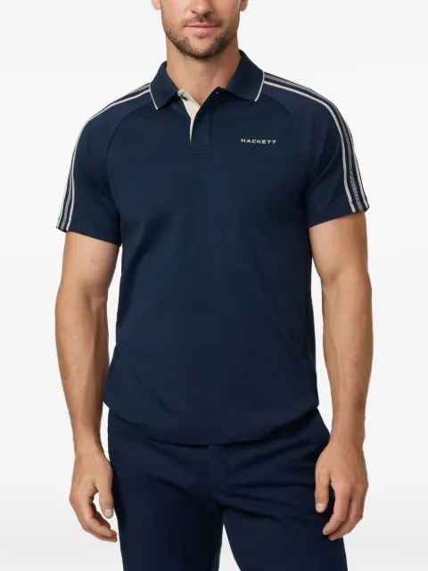Hackett London logo-embroidered taped-sleeve polo shirt Blue HM5600121