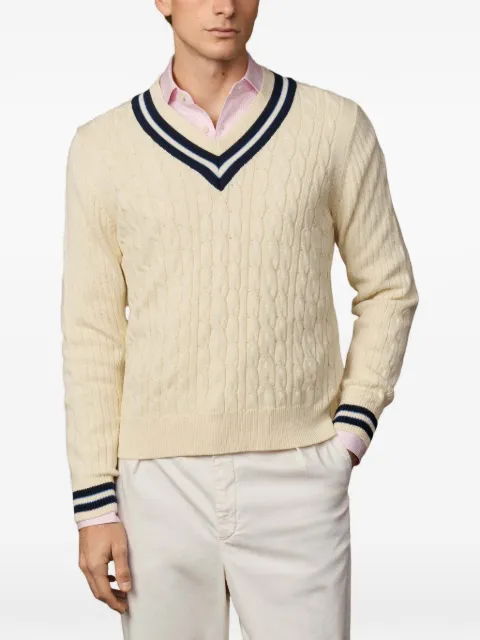 Hackett London cable-knit cricket sweater Neutrals HM7000175