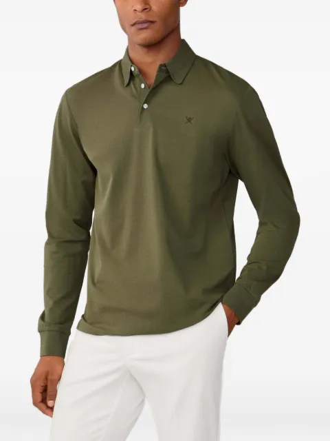 Hackett London long-sleeve embroidered polo shirt Green HM5500019