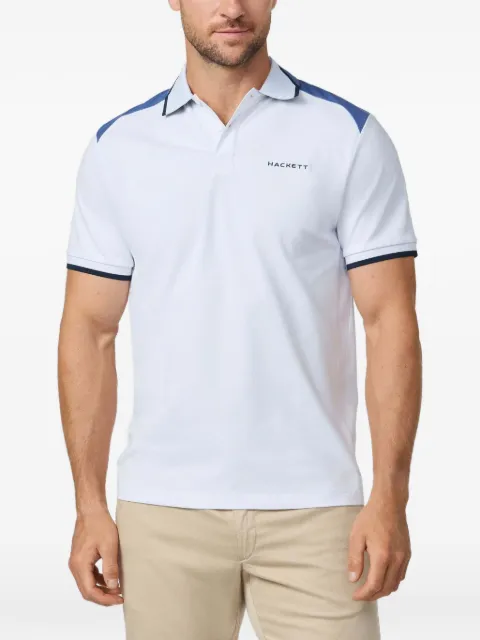 Hackett London colour-block embroidered-logo polo shirt White HM5600123