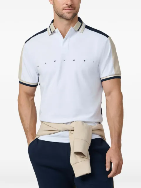 Hackett London contrast-tipping logo-print polo shirt White HM5600118