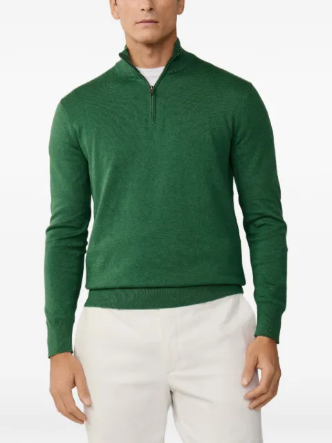 Hackett London quarter-zip embroidered sweater Green HM7000137
