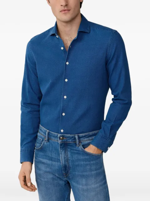 Hackett London textured denim shirt Blue HM3010670