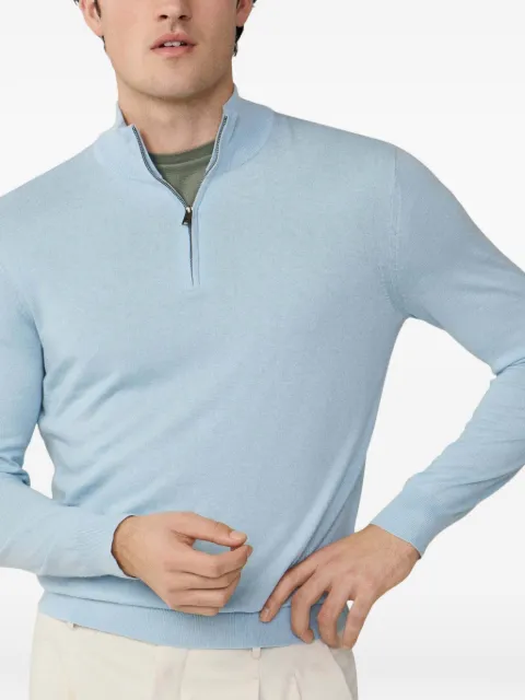 Hackett London quarter-zip cotton sweater Blue HM7000183