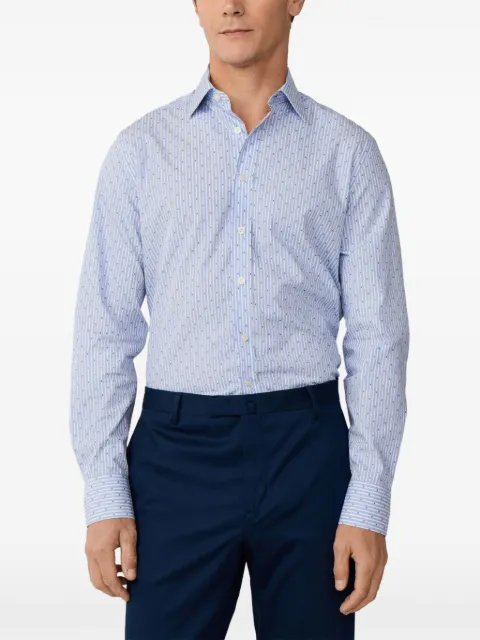 Hackett London diamond-embroidered striped shirt Blue HM3010630