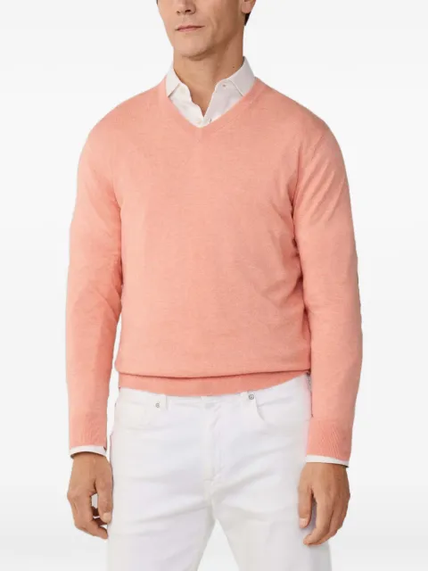 Hackett London V-neck elbow-patch sweatshirt Orange HM7000182