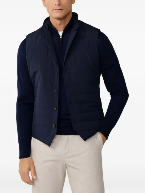 Hackett London quilted knit-back gilet Blue HM4000127