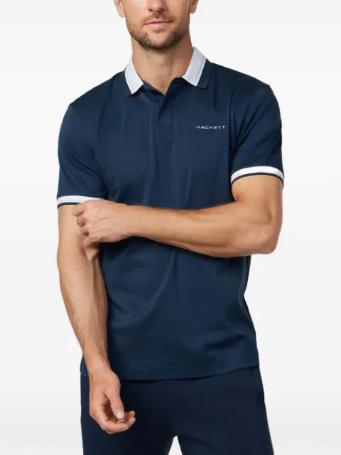 Hackett London Sleeve Club tipping-detail polo shirt Blue HM5600149