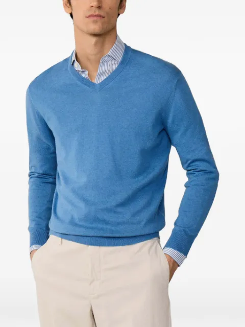 Hackett London elbow-patch V-neck sweatshirt Blue HM7000182
