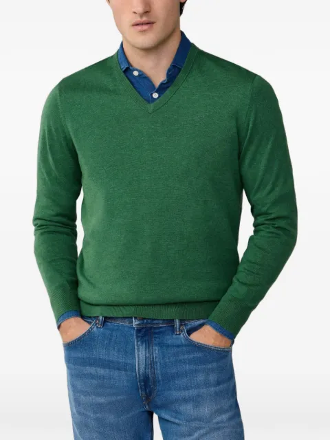 Hackett London V-neck embroidered sweatshirt Green HM7000118