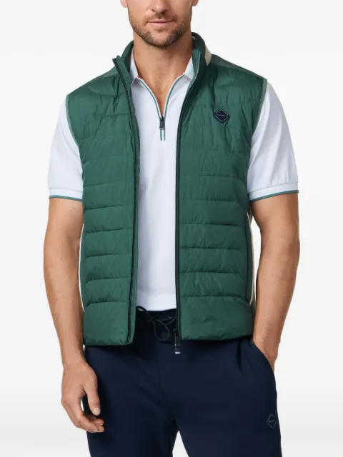 Hackett London baffled-stitch suede-detail gilet Green HM4000135