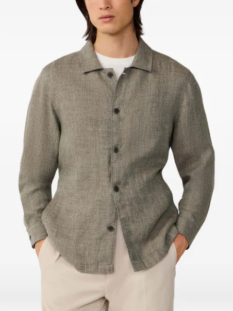 Hackett London linen overshirt Green HM6000022