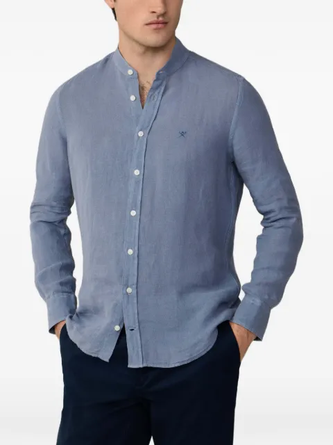 Hackett London Porter garment-dyed linen shirt Blue HM3010632