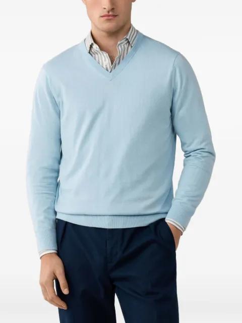 Hackett London V-neck elbow-patch sweater Blue HM7000182