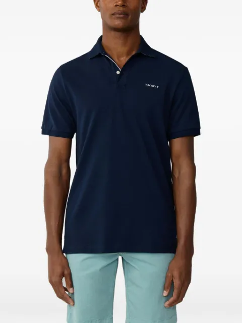 Hackett London logo-embroidered swim-trim polo shirt Blue HM5600146