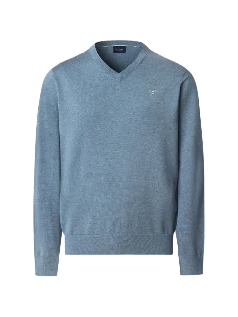 Hackett London V-neck embroidered sweater Blue HM7000118