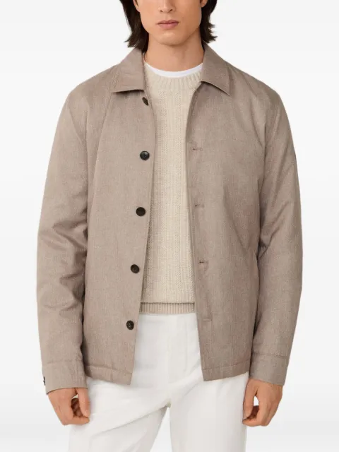 Hackett London herringbone-pattern padded overshirt Neutrals HM4000128