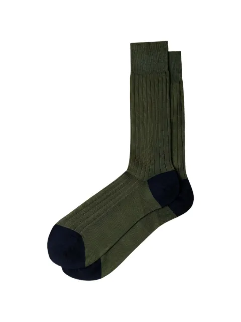 Hackett London ribbed-knit mercerised-cotton socks Green HMU30045