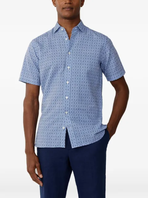 Hackett London clay-print short-sleeve shirt Blue HM3010651