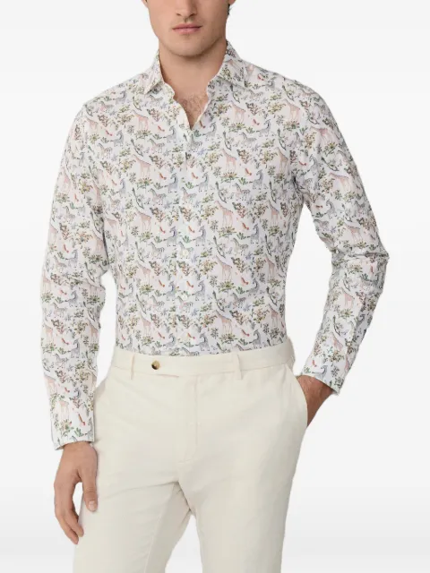 Hackett London fauna-print tailored-fit shirt Green HM3010654