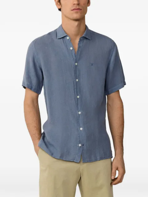 Hackett London short-sleeve linen shirt Blue HM3010633