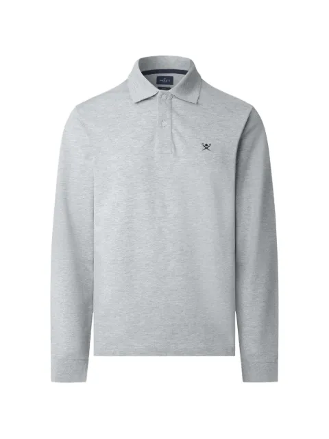 Hackett London logo-embroidered long-sleeve polo shirt Grey HM550887