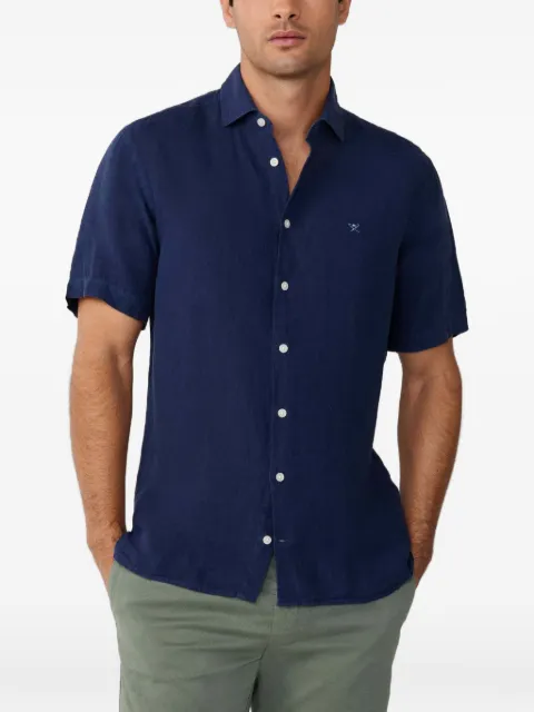Hackett London garment-dyed linen shirt Blue HM3010633