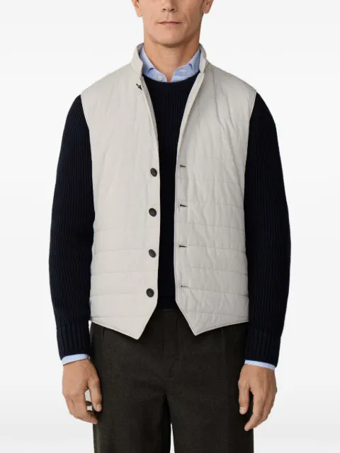 Hackett London knit-back quilted-front hybrid gilet Neutrals HM4000127