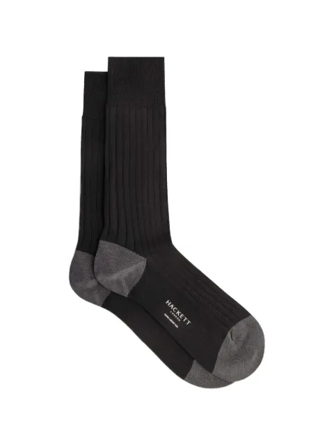 Hackett London ribbed mercerised cotton socks Black HMU30045