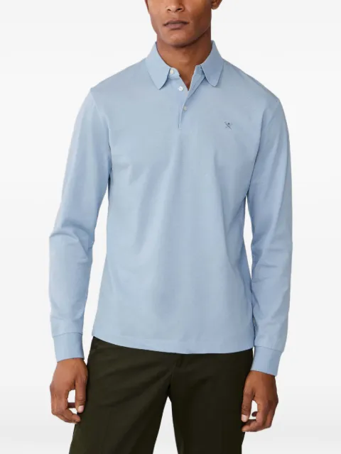 Hackett London long-sleeve embroidered polo shirt Blue HM5500019