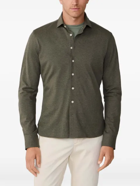 Hackett London Kent-collar pique-jersey shirt Green HM3010637