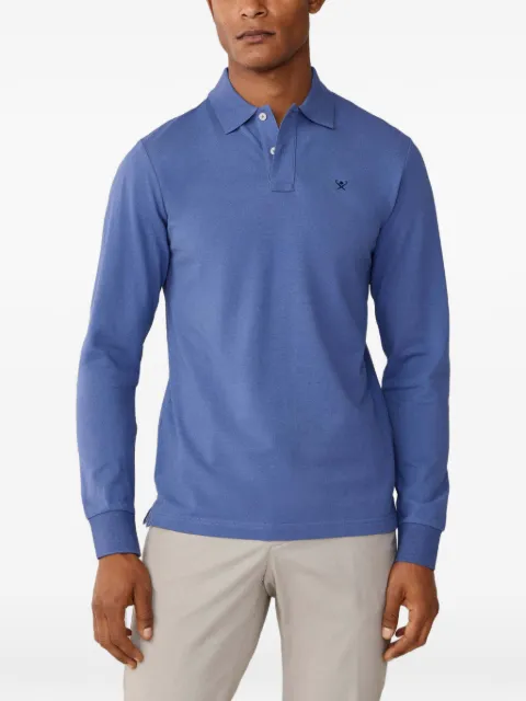 Hackett London logo-embroidered long-sleeve polo shirt Blue HM5500022