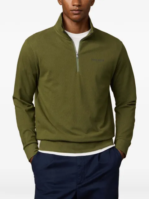 Hackett London pique-knit quarter-zip sweater Green HM5800056