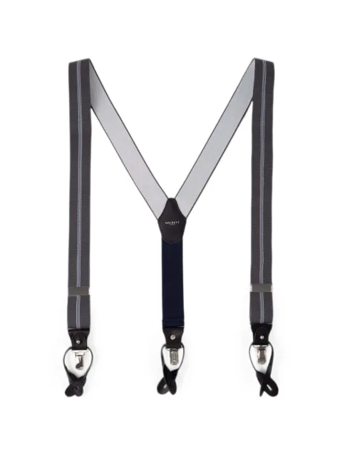 Hackett London Central Stripe leather-trim braces Grey HM012479