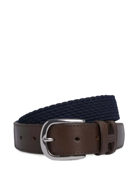 Hackett London plaited leather-trimmed belt Blue HM413225