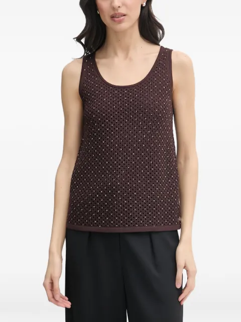 Joseph Ribkoff stud-embellished open-knit tank top Brown 262957