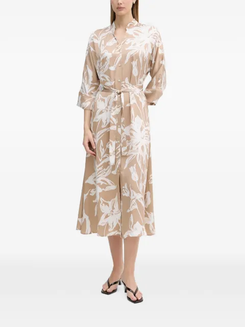 Joseph Ribkoff floral-print belted midi dress Neutrals 261296