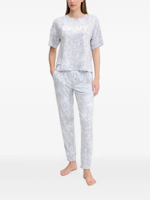 DKNY logo-print leopard-pattern pajamas Blue YI80093