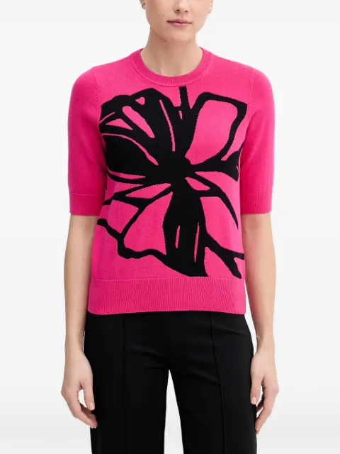 DKNY floral-intarsia short-sleeve sweater Pink P5ASDU83